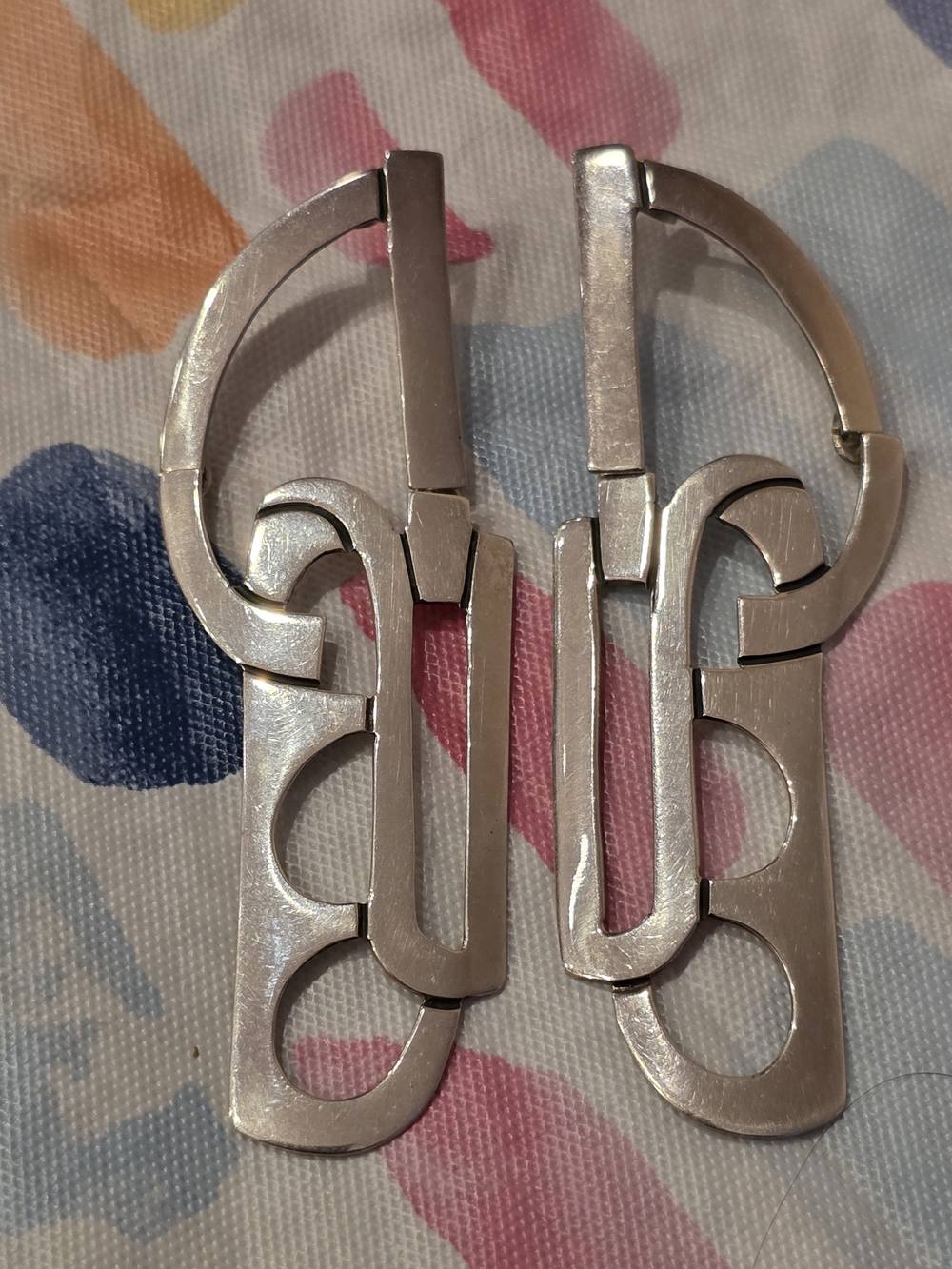 Rare SIGNED Erica Holt de Corral (RIC) Sterling Silver Mexico Earrings